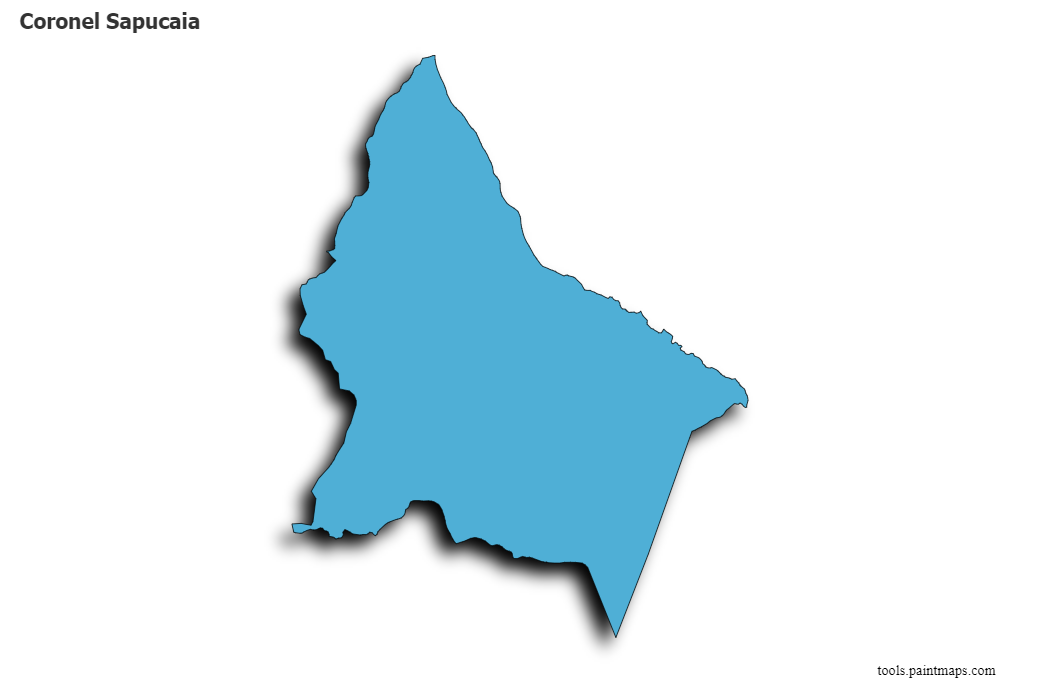 Mapa de Coronel Sapucaia con efecto de sombra 3D