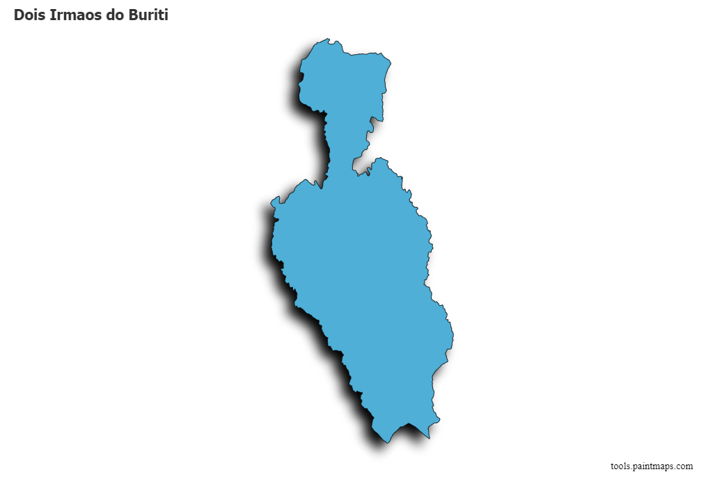 Mapa de Dois Irmaos do Buriti con efecto de sombra 3D