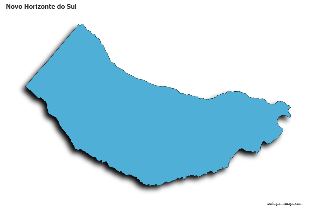 Mapa de Novo Horizonte do Sul con efecto de sombra 3D