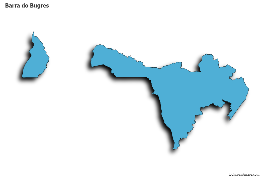 Mapa de Barra do Bugres con efecto de sombra 3D