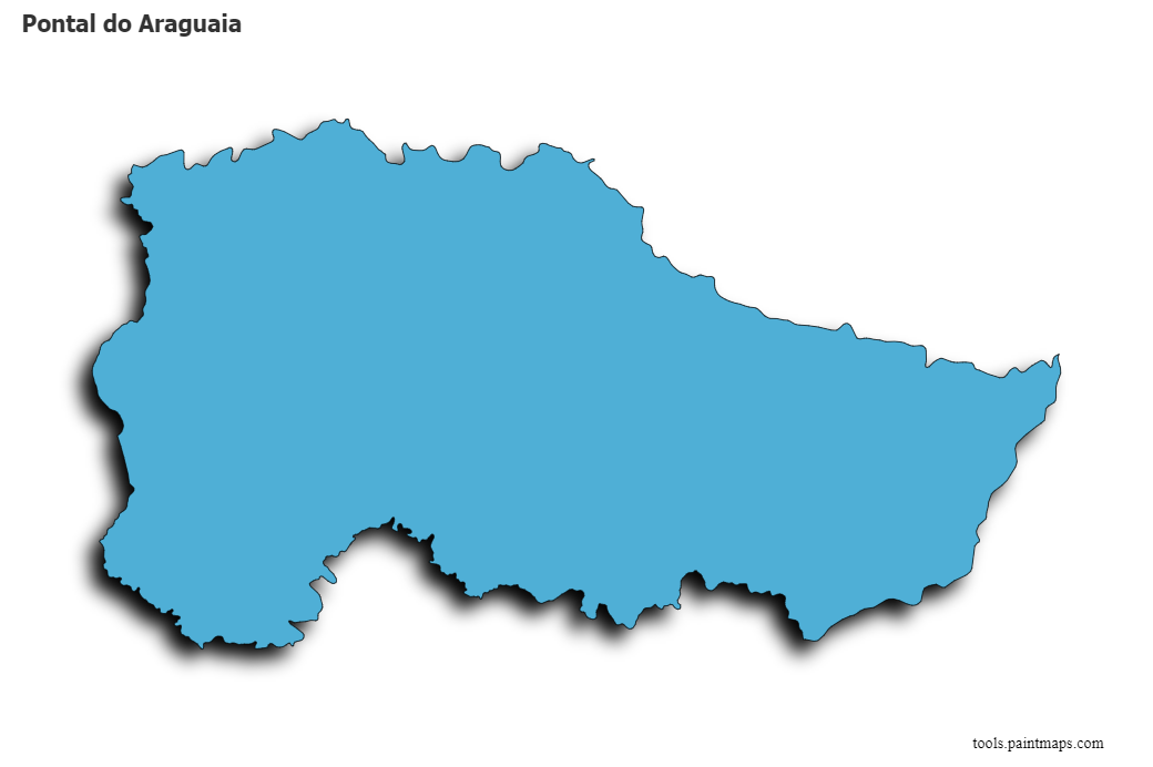 Mapa de Pontal do Araguaia con efecto de sombra 3D