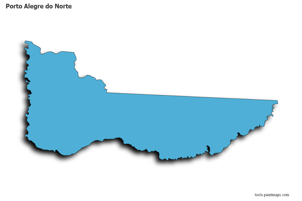 Porto Alegre do Norte map with 3d shadow effect