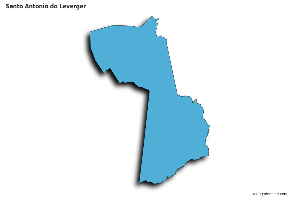 Santo Antonio do Leverger map with 3d shadow effect