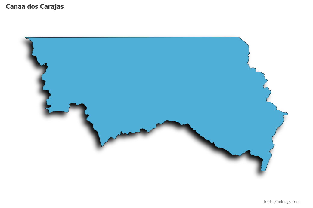 Mapa de Canaa dos Carajas con efecto de sombra 3D