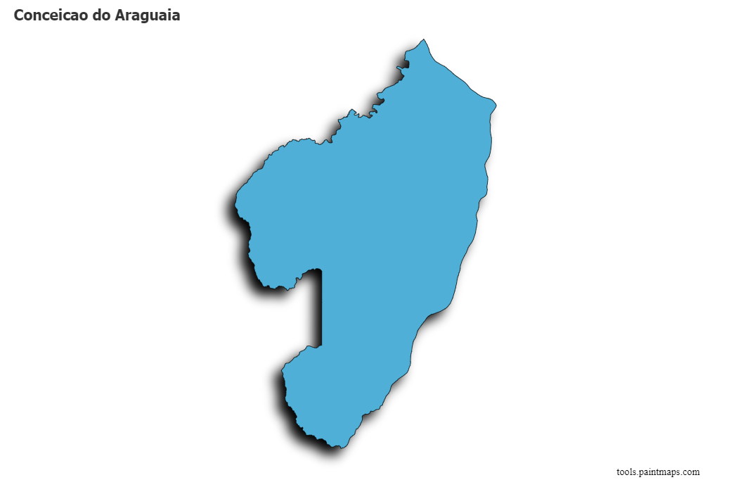 Mapa de Conceicao do Araguaia con efecto de sombra 3D