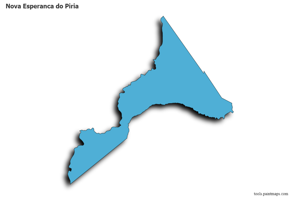 Mapa de Nova Esperanca do Piria con efecto de sombra 3D