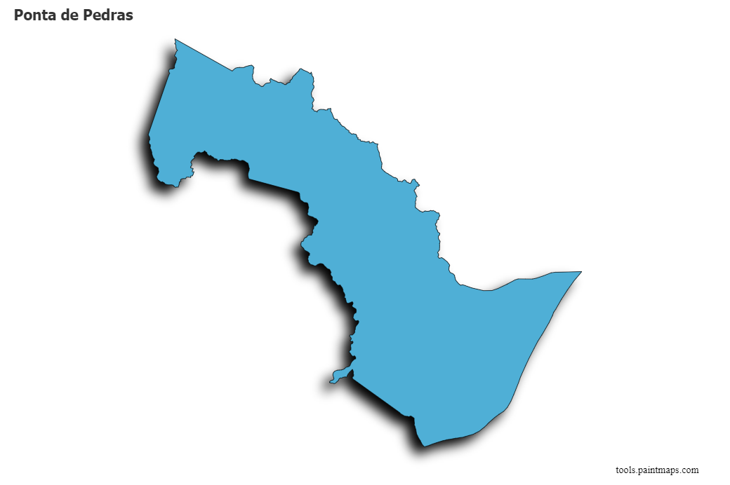 Mapa de Ponta de Pedras con efecto de sombra 3D