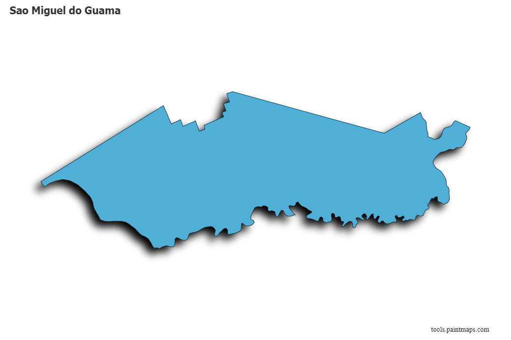 Mapa de Sao Miguel do Guama con efecto de sombra 3D