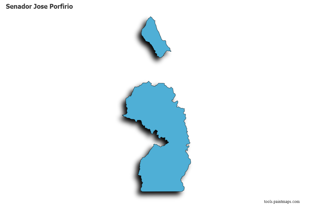3D gölge efektli Senador Jose Porfirio haritası