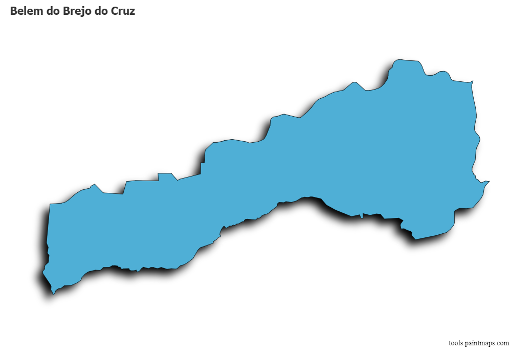 Mapa de Belem do Brejo do Cruz con efecto de sombra 3D