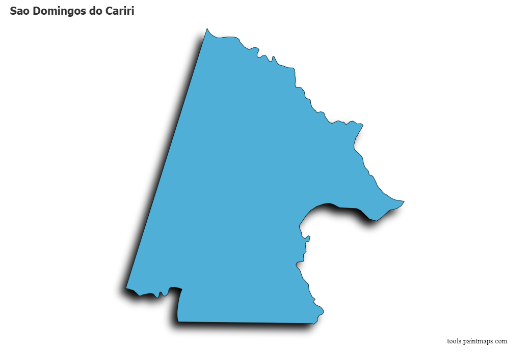 Mapa de Sao Domingos do Cariri con efecto de sombra 3D