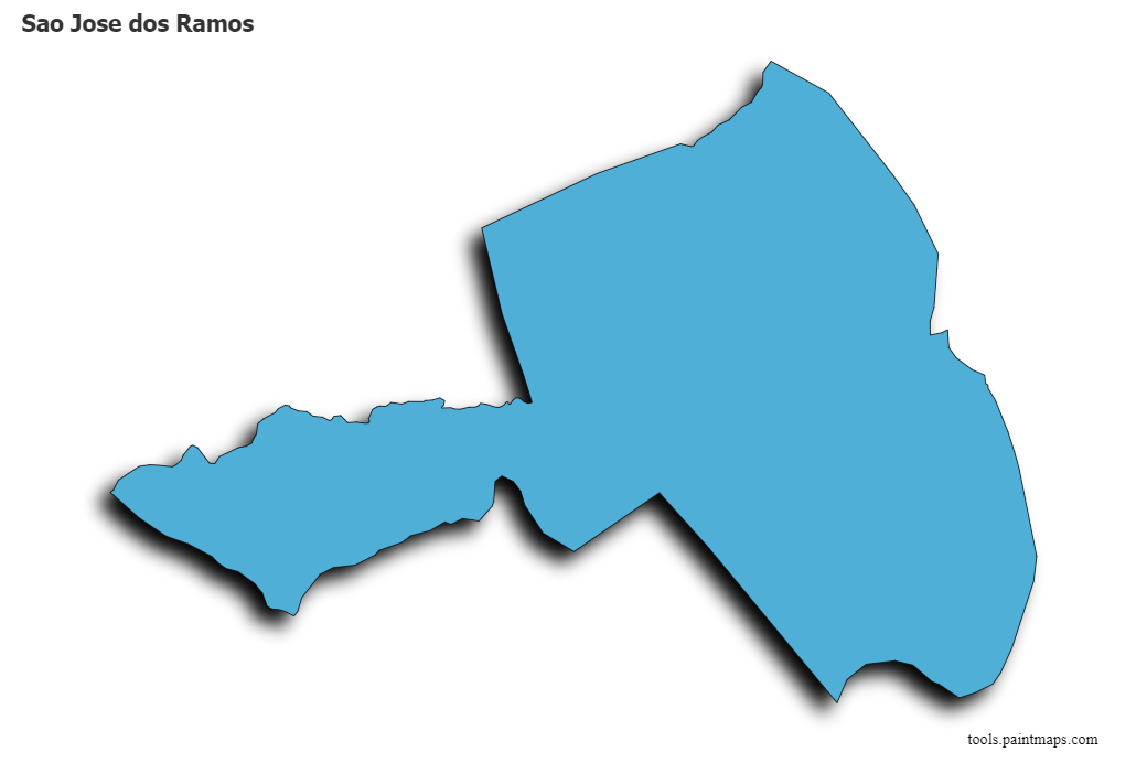 Mapa de Sao Jose dos Ramos con efecto de sombra 3D