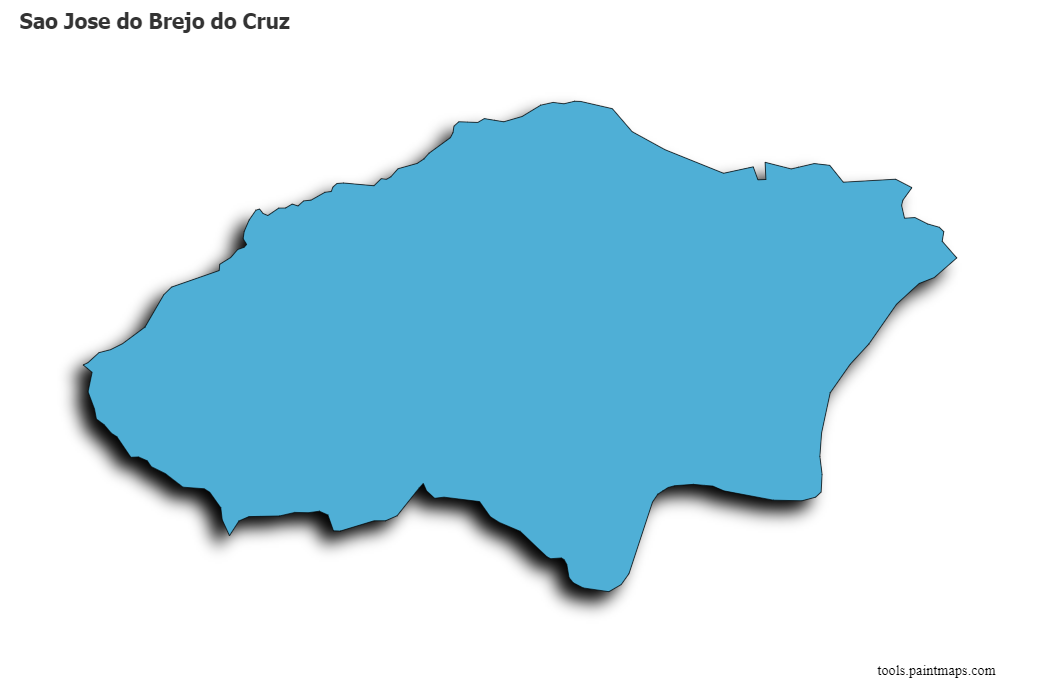 Mapa de Sao Jose do Brejo do Cruz con efecto de sombra 3D