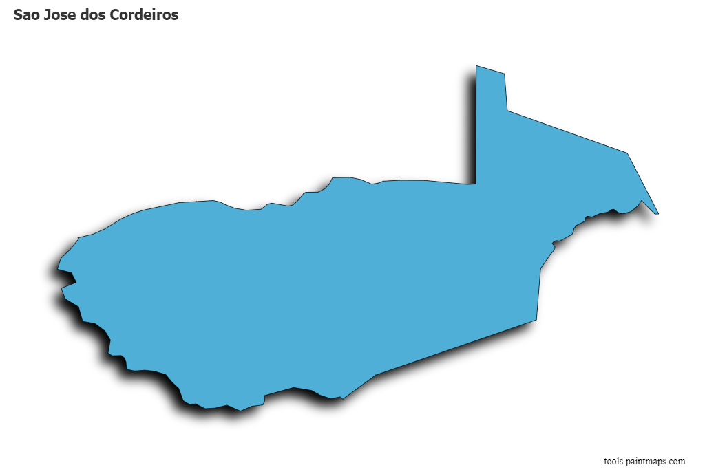 Mapa de Sao Jose dos Cordeiros con efecto de sombra 3D