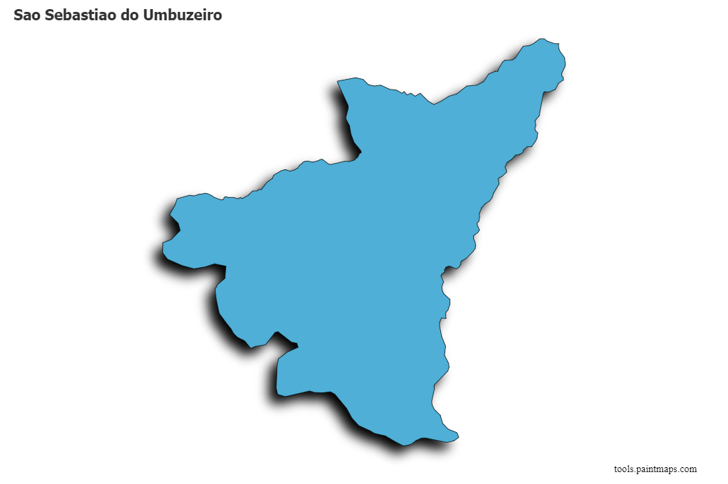 Mapa de Sao Sebastiao do Umbuzeiro con efecto de sombra 3D