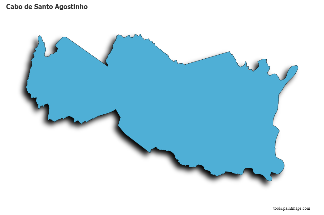 Mapa de Cabo de Santo Agostinho con efecto de sombra 3D