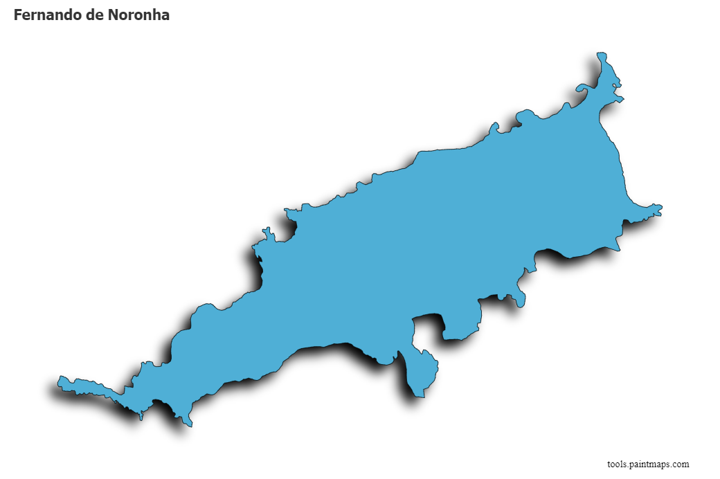 3D gölge efektli Fernando de Noronha haritası
