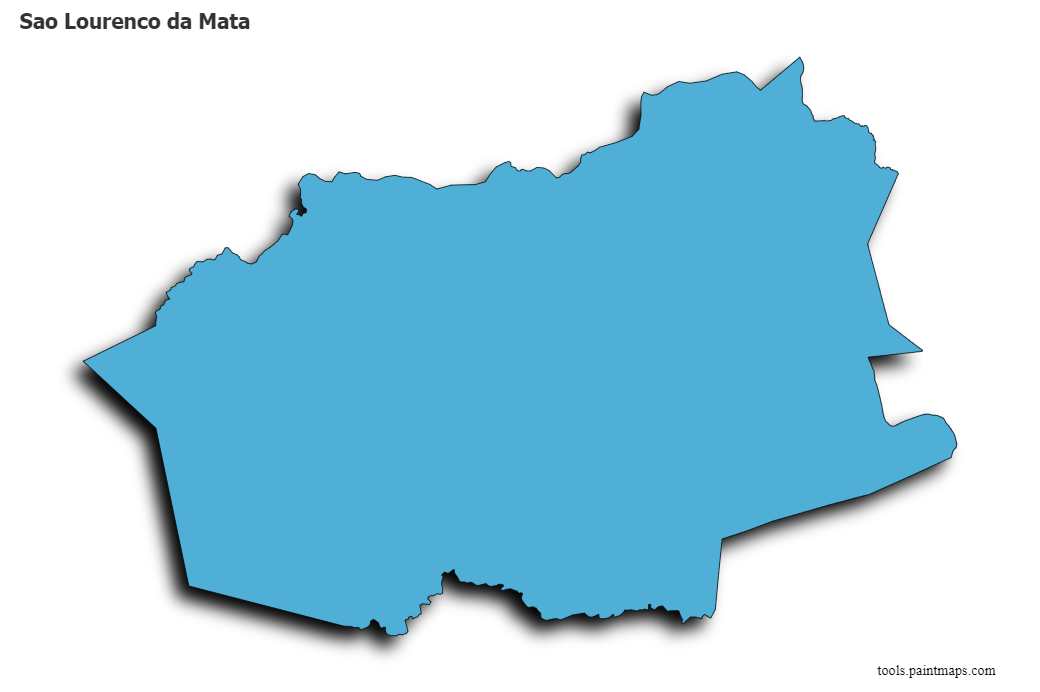 3D gölge efektli Sao Lourenco da Mata haritası