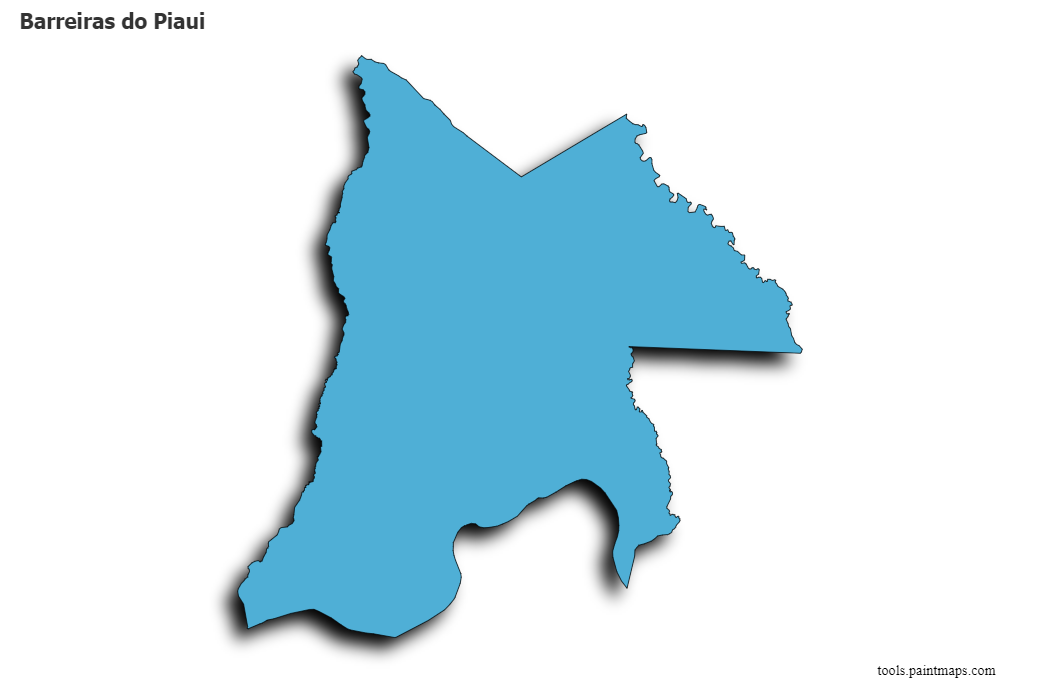 Mapa de Barreiras do Piaui con efecto de sombra 3D