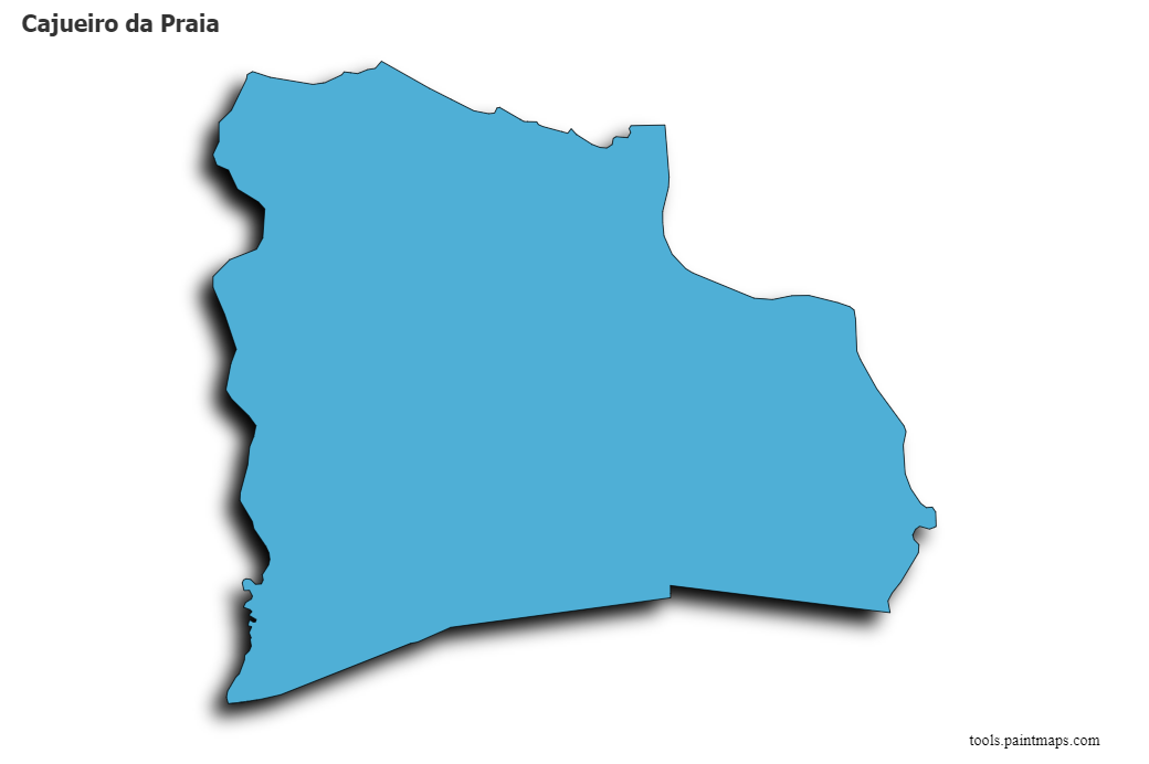 Mapa de Cajueiro da Praia con efecto de sombra 3D