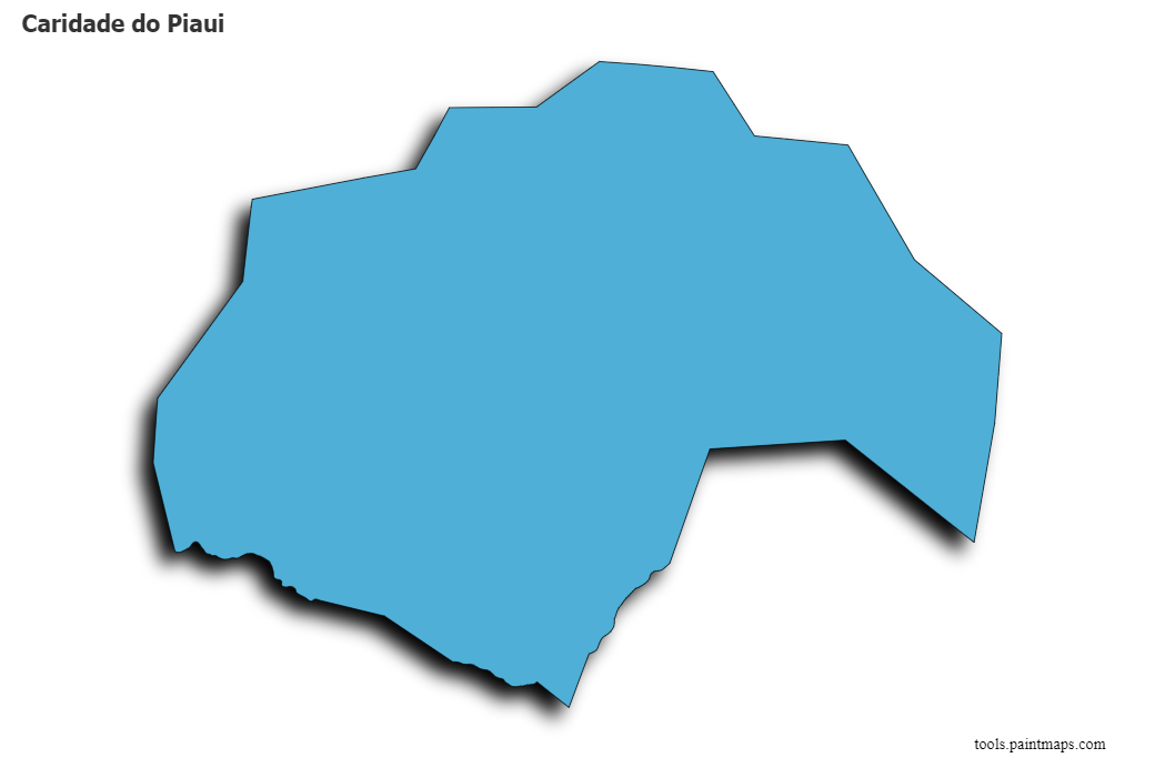 Mapa de Caridade do Piaui con efecto de sombra 3D