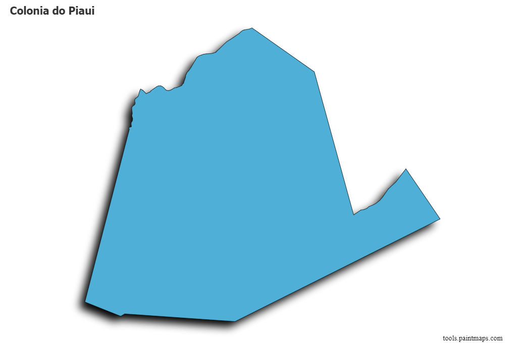 Mapa de Colonia do Piaui con efecto de sombra 3D