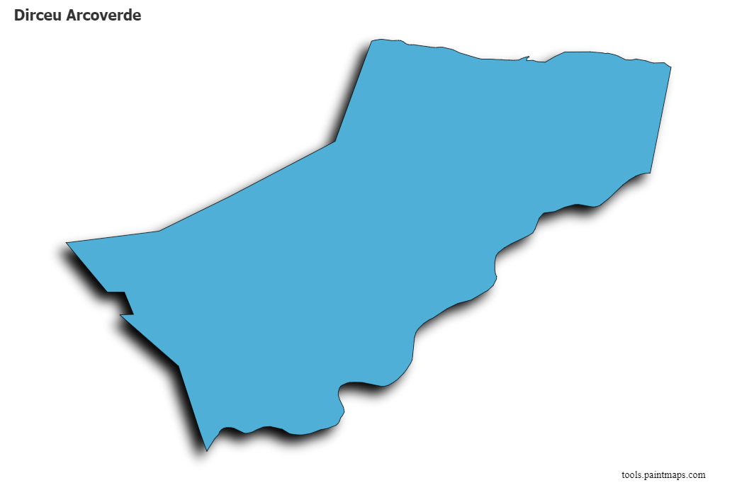 Mapa de Dirceu Arcoverde con efecto de sombra 3D