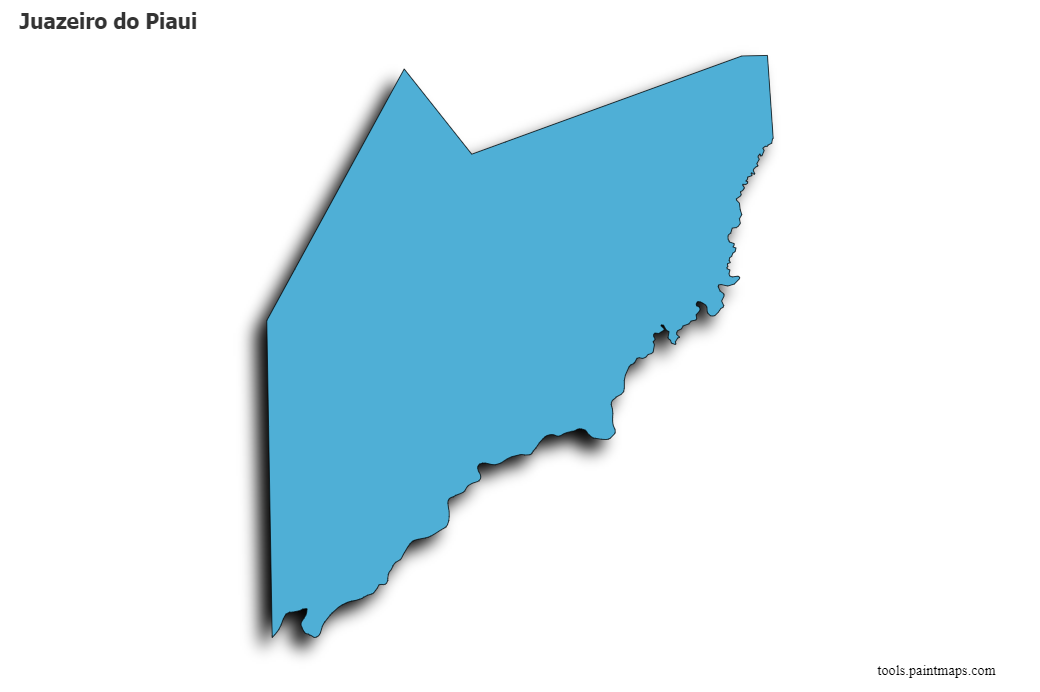 Mapa de Juazeiro do Piaui con efecto de sombra 3D