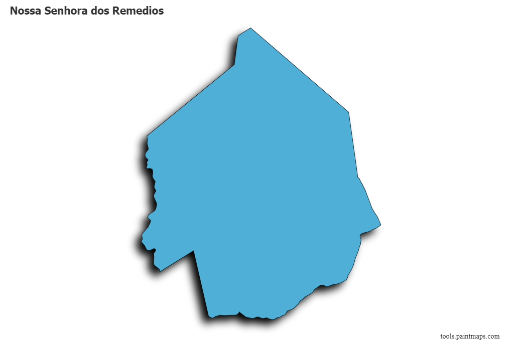 Mapa de Nossa Senhora dos Remedios con efecto de sombra 3D