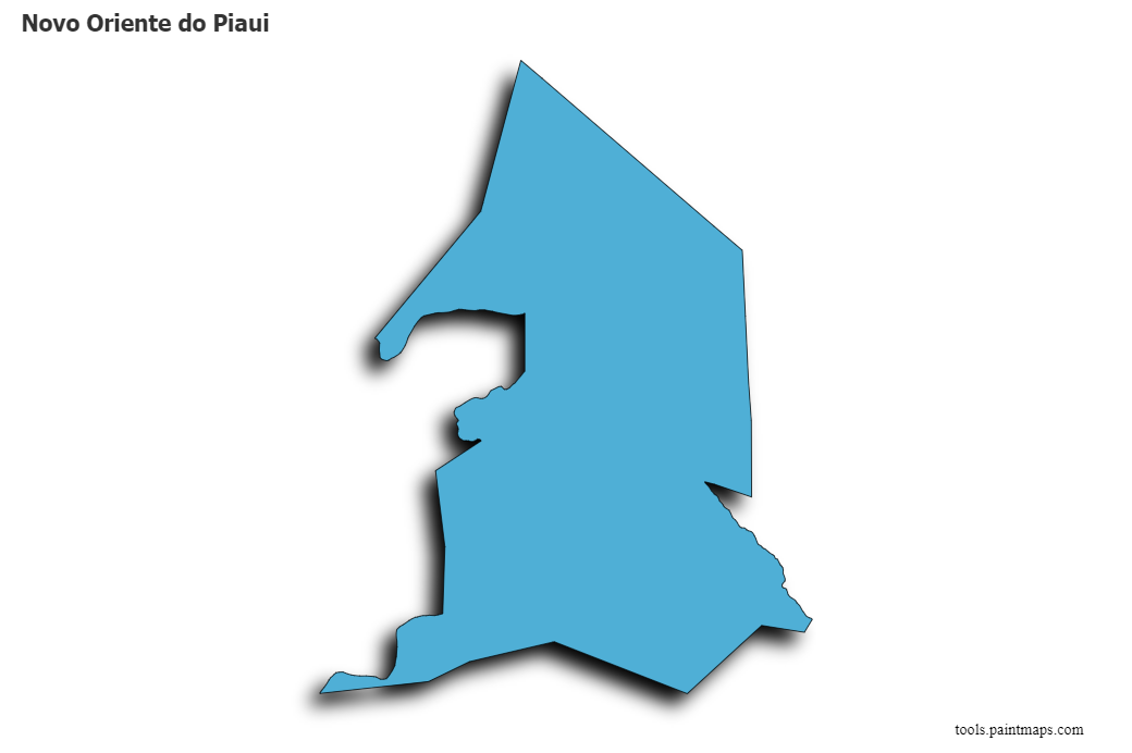Mapa de Novo Oriente do Piaui con efecto de sombra 3D