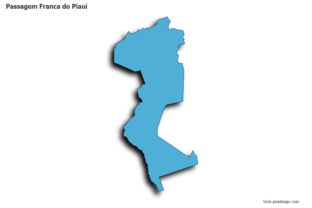 Mapa de Passagem Franca do Piaui con efecto de sombra 3D