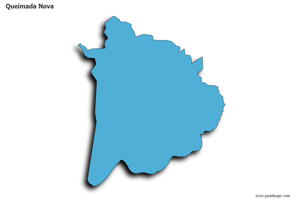 Mapa de Queimada Nova con efecto de sombra 3D