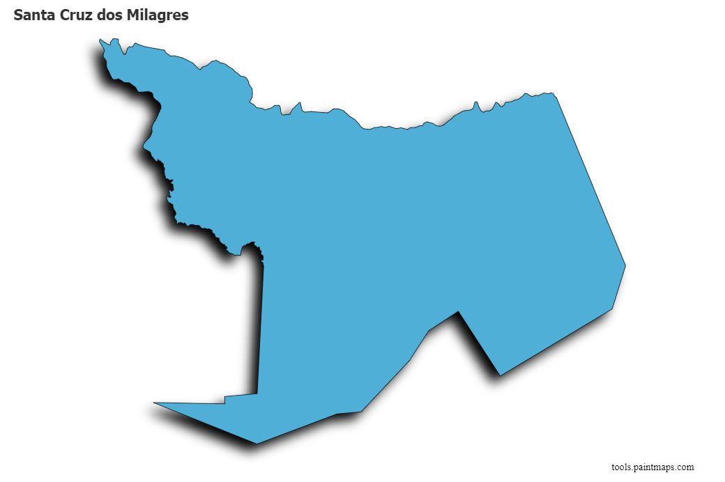 Mapa de Santa Cruz dos Milagres con efecto de sombra 3D