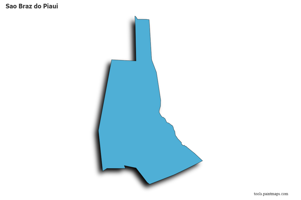Mapa de Sao Braz do Piaui con efecto de sombra 3D