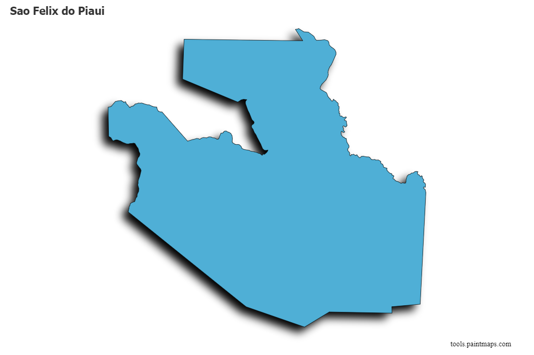 Mapa de Sao Felix do Piaui con efecto de sombra 3D