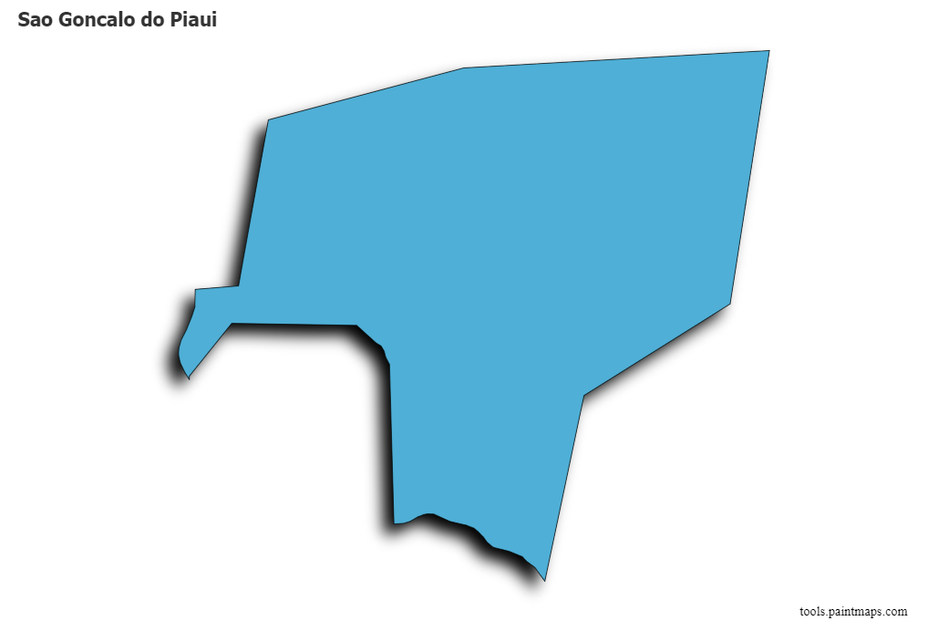 Mapa de Sao Goncalo do Piaui con efecto de sombra 3D