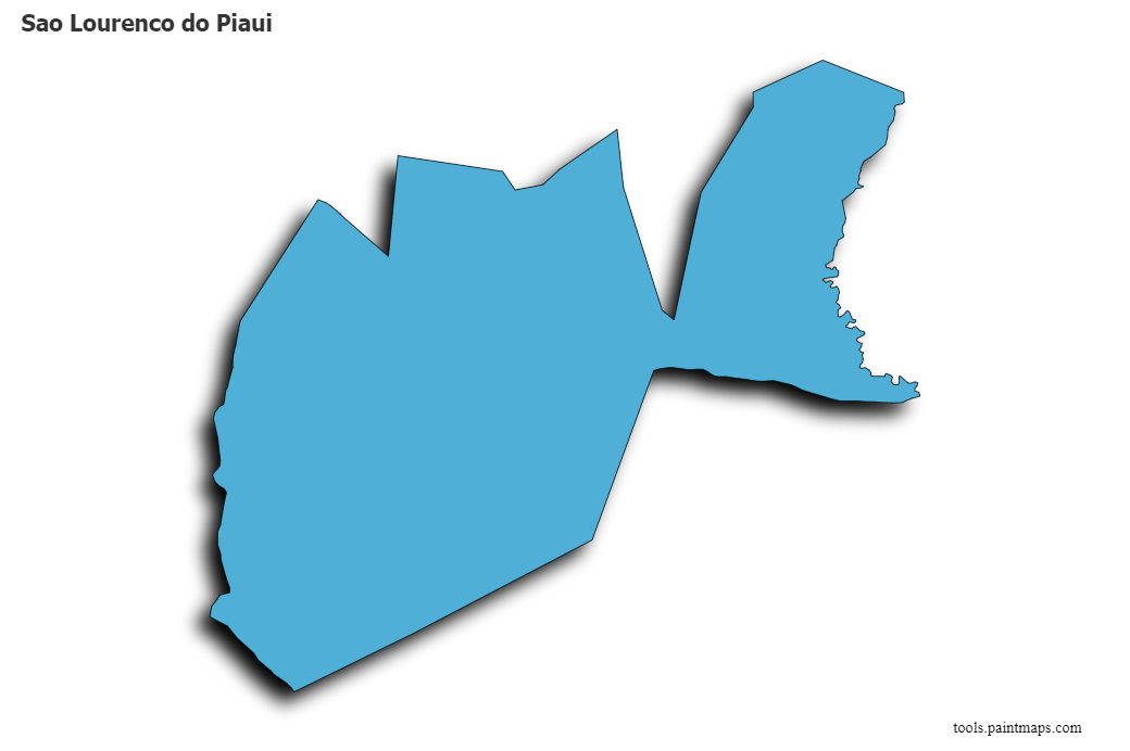 Mapa de Sao Lourenco do Piaui con efecto de sombra 3D