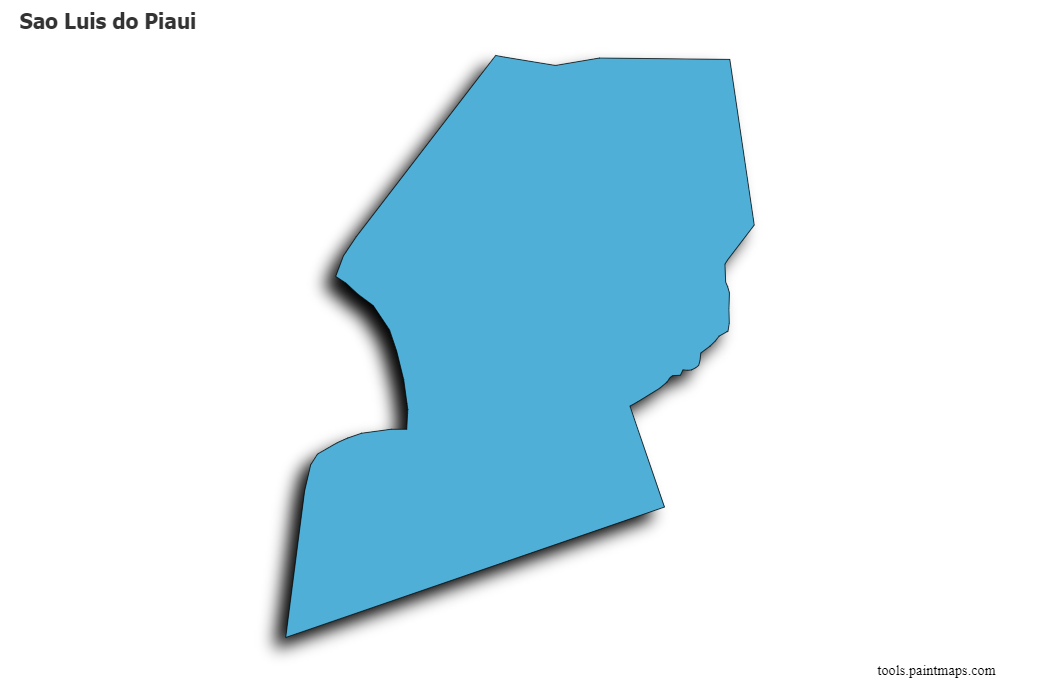 Mapa de Sao Luis do Piaui con efecto de sombra 3D