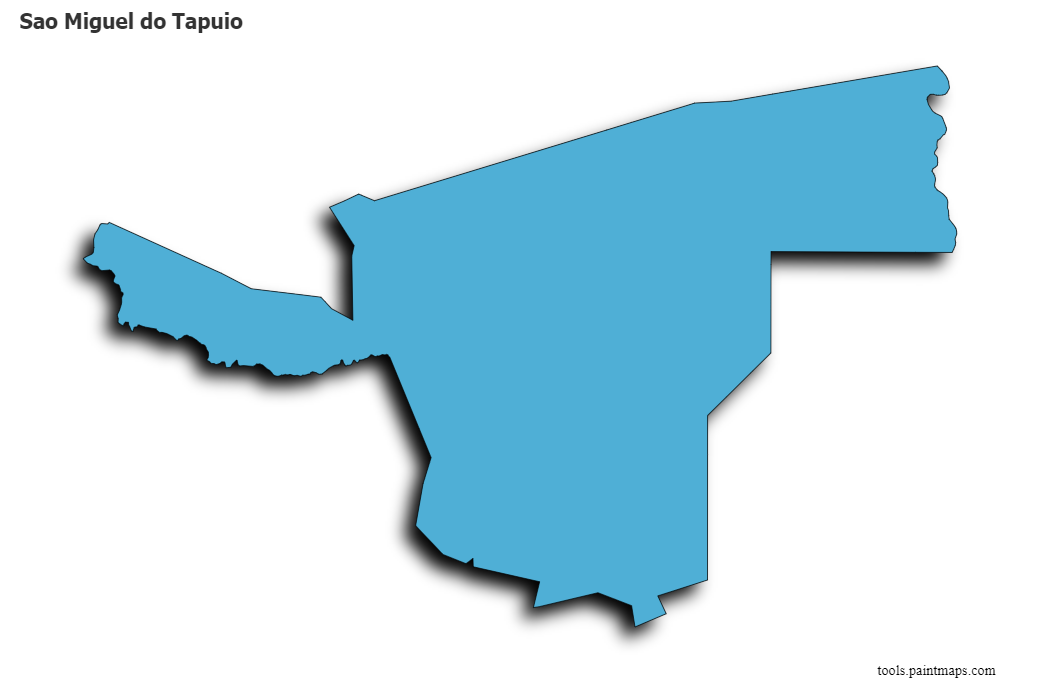 Mapa de Sao Miguel do Tapuio con efecto de sombra 3D