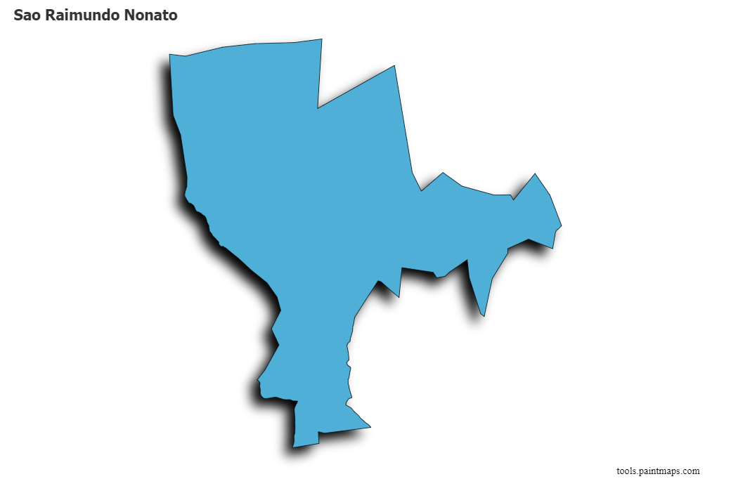 Mapa de Sao Raimundo Nonato con efecto de sombra 3D