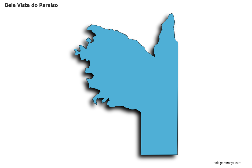 Mapa de Bela Vista do Paraiso con efecto de sombra 3D