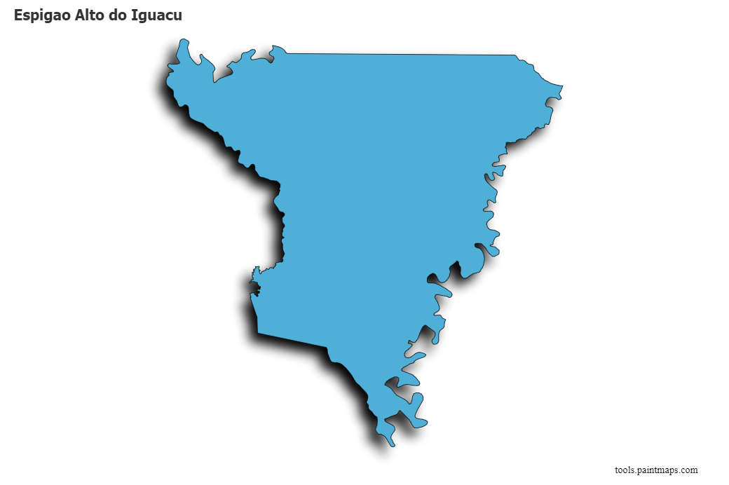 Mapa de Espigao Alto do Iguacu con efecto de sombra 3D