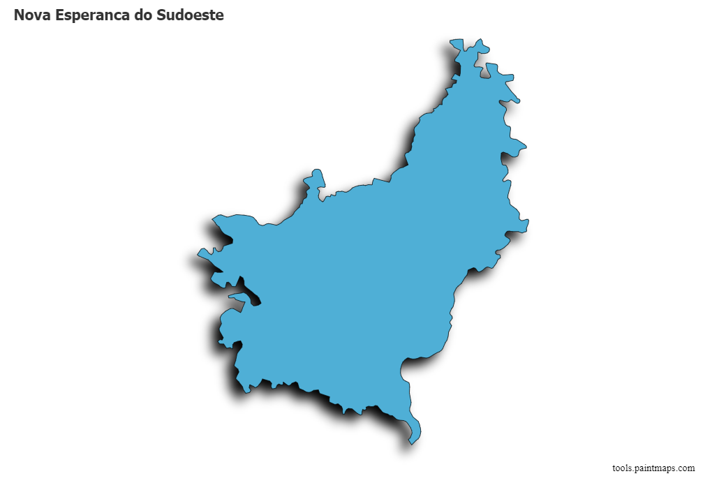 Nova Esperanca do Sudoeste map with 3d shadow effect