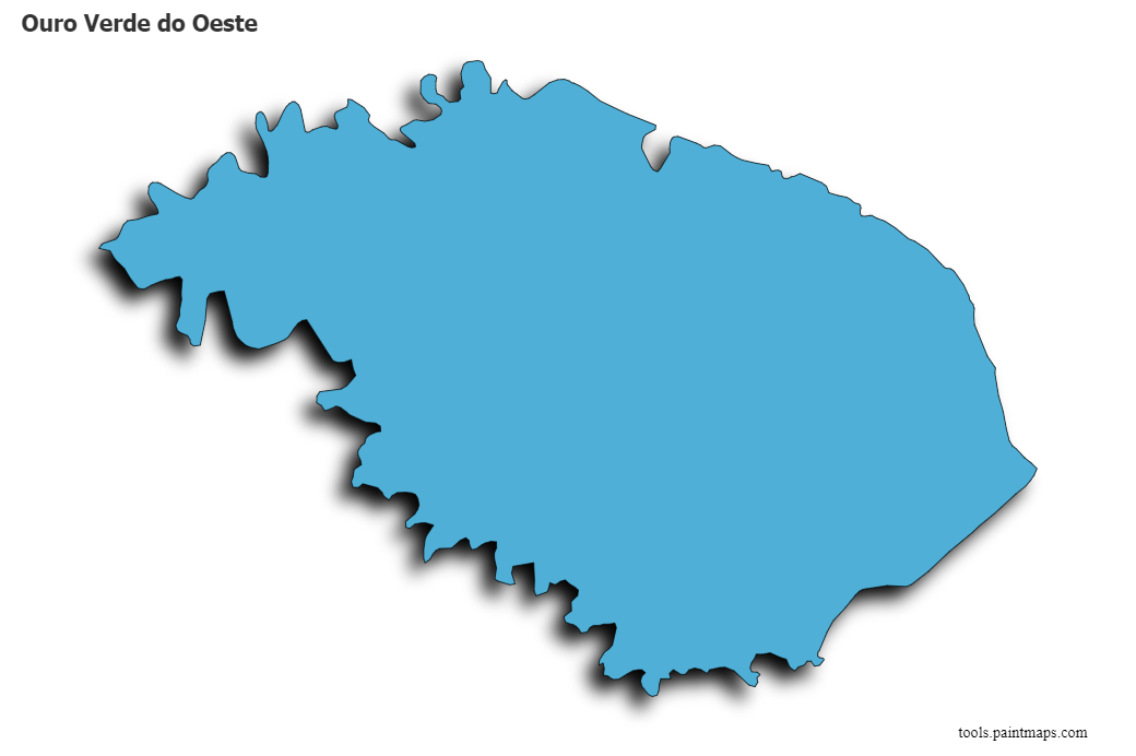 Mapa de Ouro Verde do Oeste con efecto de sombra 3D