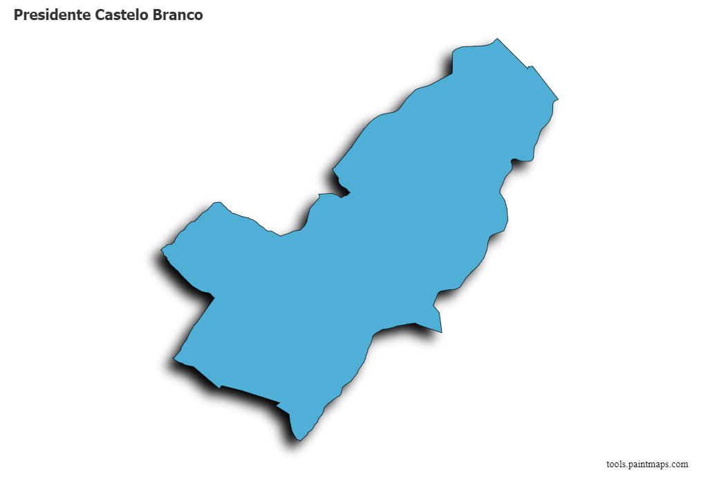 Presidente Castelo Branco map with 3d shadow effect