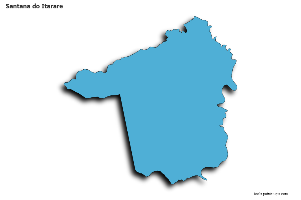 Mapa de Santana do Itarare con efecto de sombra 3D