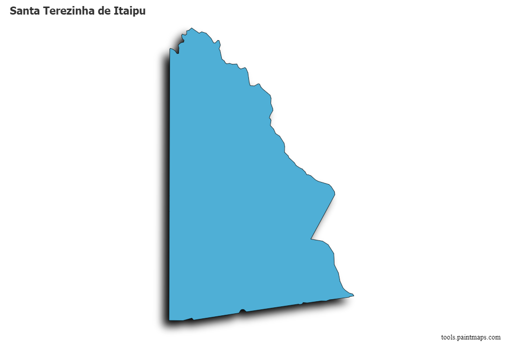 Mapa de Santa Terezinha de Itaipu con efecto de sombra 3D