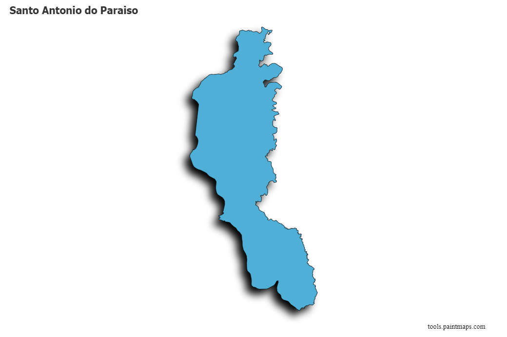 Santo Antonio do Paraiso map with 3d shadow effect