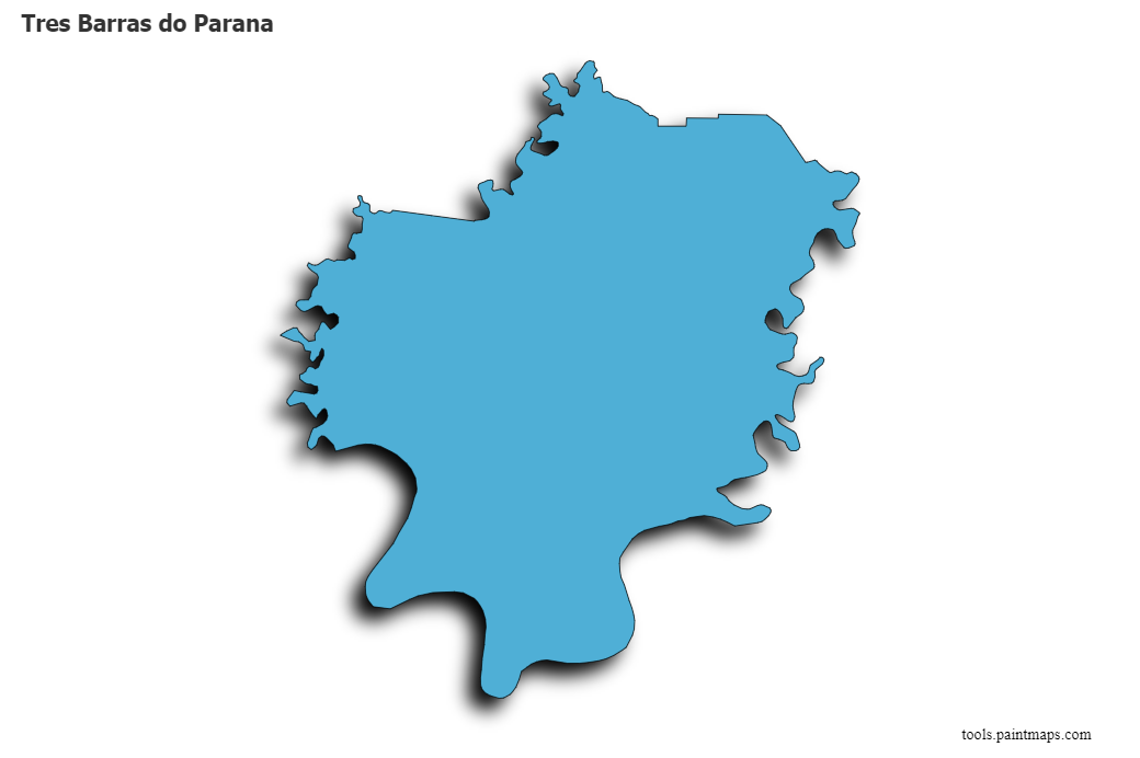 Tres Barras do Parana map with 3d shadow effect