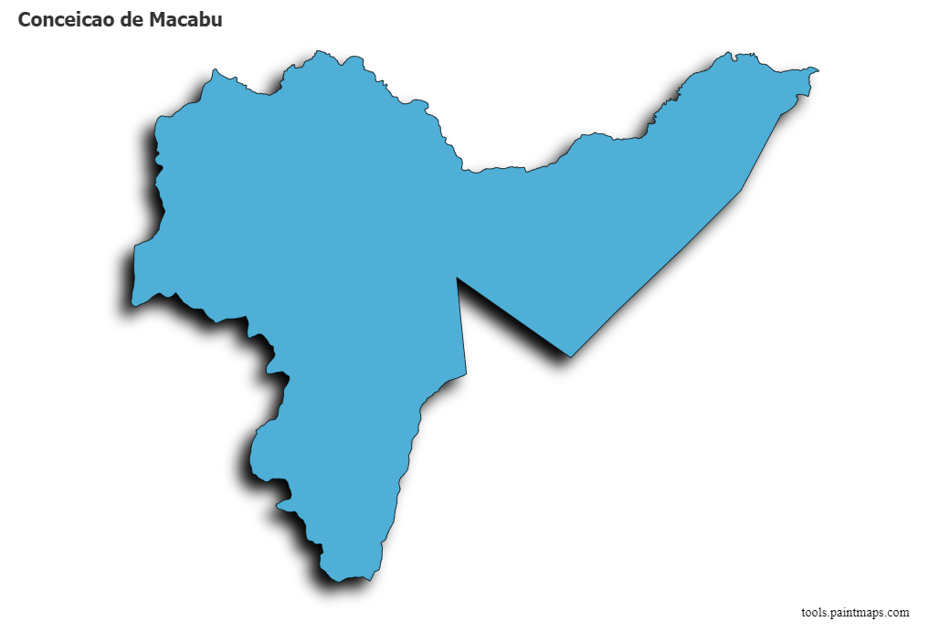 Mapa de Conceicao de Macabu con efecto de sombra 3D